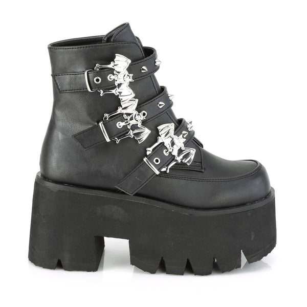 ASHES-55 Plateau Stiefeletten mit Fledermäusen Schwarz von DemoniaCult – Ansicht 5