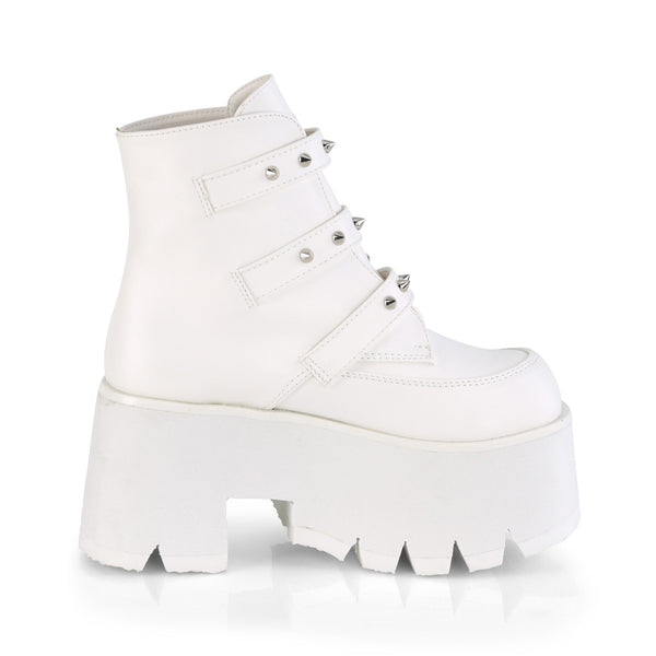 ASHES-55 Plateau Stiefeletten mit Fledermäusen Weiß von DemoniaCult – Ansicht 5