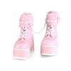 ASHES-57 Plateau Stiefeletten mit Plüsch Fesseln in Rosa von DemoniaCult – Ansicht 2