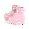 ASHES-57 Plateau Stiefeletten mit Plüsch Fesseln in Rosa von DemoniaCult – Ansicht 3