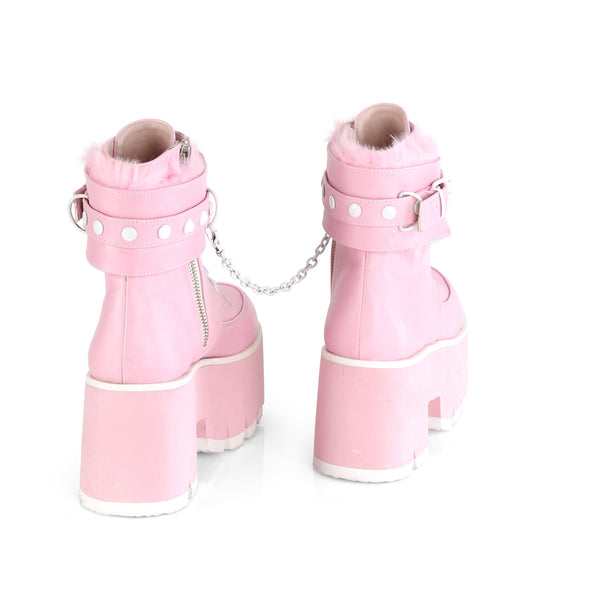 ASHES-57 Plateau Stiefeletten mit Plüsch Fesseln in Rosa von DemoniaCult – Ansicht 4