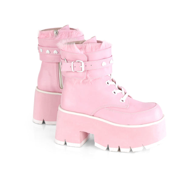 ASHES-57 Plateau Stiefeletten mit Plüsch Fesseln in Rosa von DemoniaCult – Ansicht 5