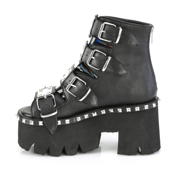 ASHES-70 Plateau Peeptoe Stiefeletten Schwarz Holo von DemoniaCult – Ansicht 3