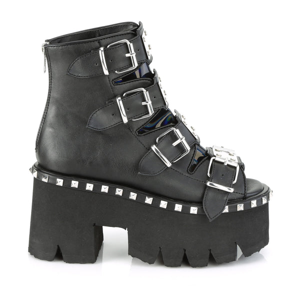ASHES-70 Plateau Peeptoe Stiefeletten Schwarz Holo von DemoniaCult – Ansicht 5