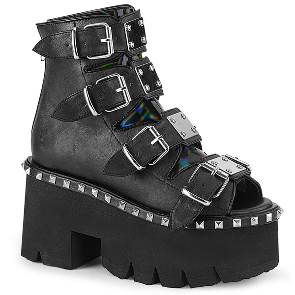 ASHES-70 Plateau Peeptoe Stiefeletten Schwarz Holo von DemoniaCult