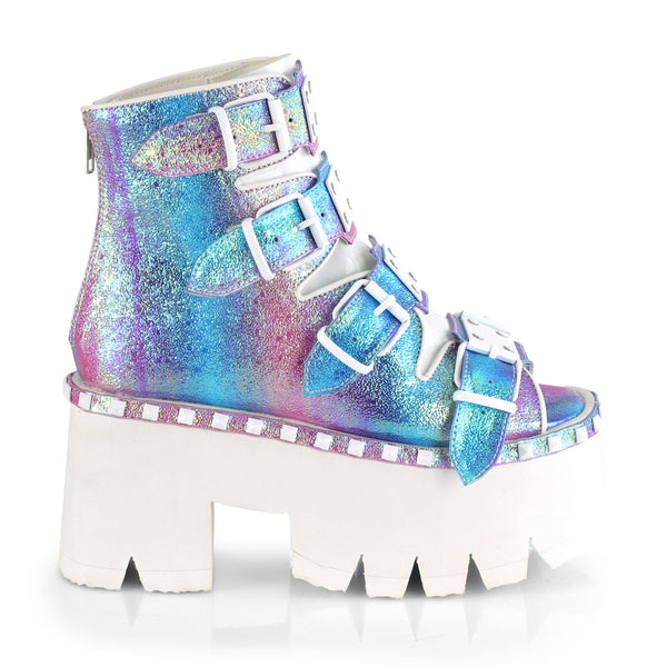ASHES-70 Plateau Peeptoe Stiefeletten Blau Lila Glitter von DemoniaCult – Ansicht 5