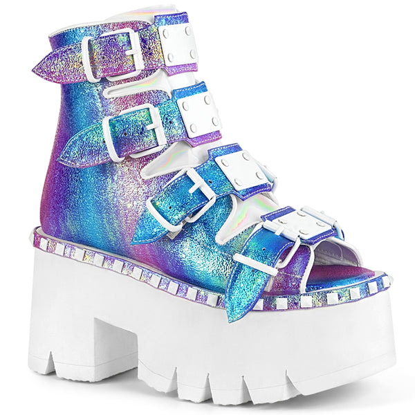 ASHES-70 Plateau Peeptoe Stiefeletten Blau Lila Glitter von DemoniaCult