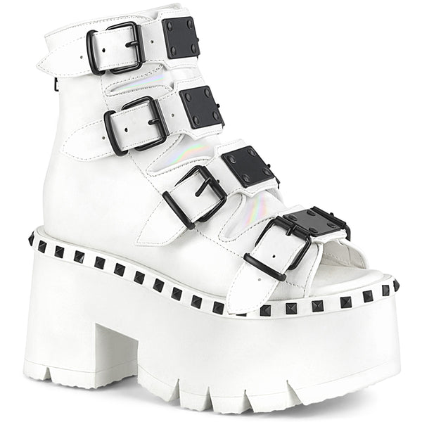 ASHES-70 Plateau Peeptoe Stiefeletten Weiß von DemoniaCult