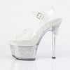 ASPIRE-608RSI Plateau High Heel Sandaletten - Silber Glitzer/Transparent von Pleaser – Ansicht 3