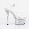 ASPIRE-608RSI Plateau High Heel Sandaletten - Silber Glitzer/Transparent von Pleaser – Ansicht 5