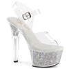 ASPIRE-608RSI Plateau High Heel Sandaletten - Silber Glitzer/Transparent von Pleaser