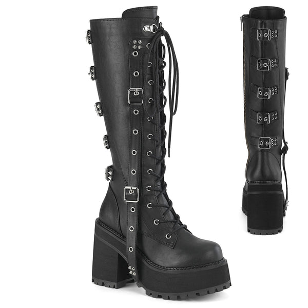 ASSAULT-218 Plateau Stiefel Schwarz Matt von DemoniaCult