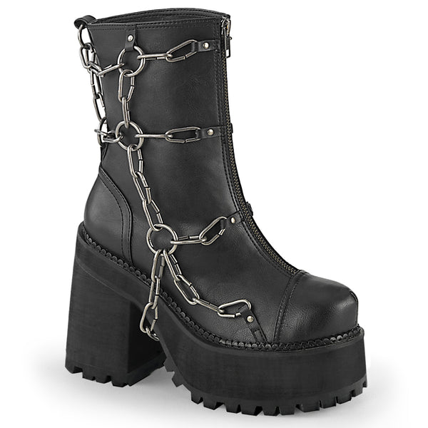 ASSAULT-66 Plateau Stiefel mit Kette Schwarz von DemoniaCult