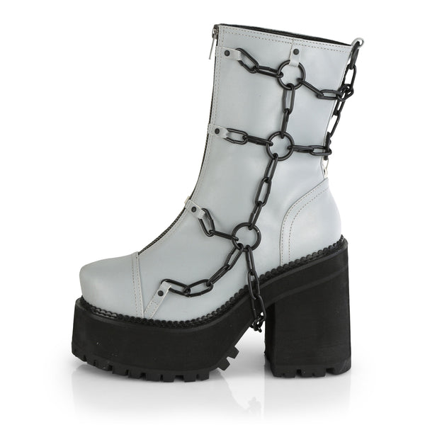 ASSAULT-66 Plateau Stiefel mit Kette Reflektierende Oberfläche von DemoniaCult – Ansicht 3