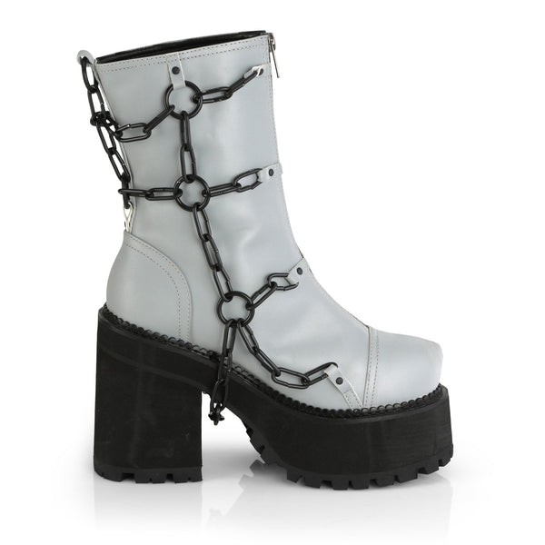 ASSAULT-66 Plateau Stiefel mit Kette Reflektierende Oberfläche von DemoniaCult – Ansicht 5