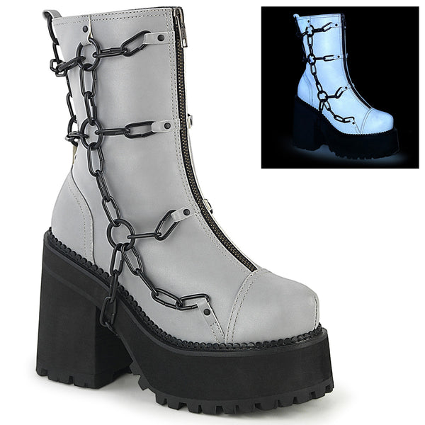 ASSAULT-66 Plateau Stiefel mit Kette Reflektierende Oberfläche von DemoniaCult