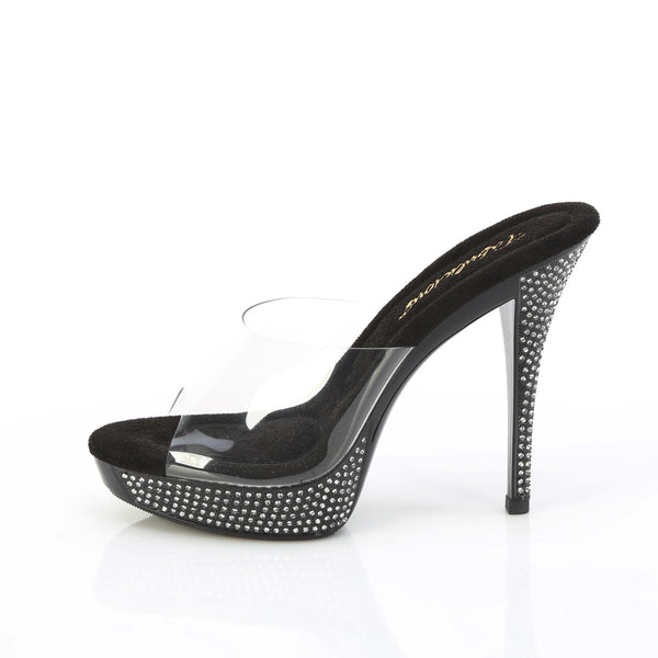 ATHENA-501 Plateau Pantoletten Schwarz Glitzer Strass von Fabulicious – Ansicht 3