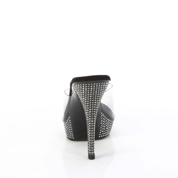 ATHENA-501 Plateau Pantoletten Schwarz Glitzer Strass von Fabulicious – Ansicht 4