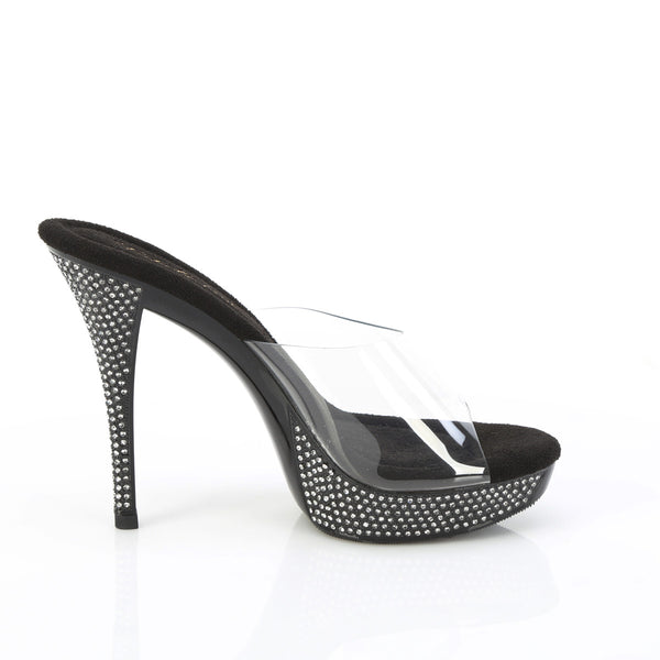 ATHENA-501 Plateau Pantoletten Schwarz Glitzer Strass von Fabulicious – Ansicht 5
