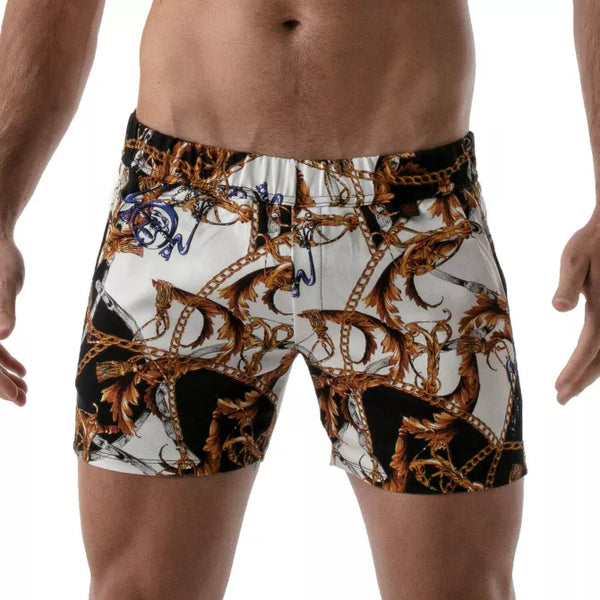 Gemusterte figurbetonte Shorts mit tiefem Bund und Push Up Effekt von TOF Paris – Ansicht 2