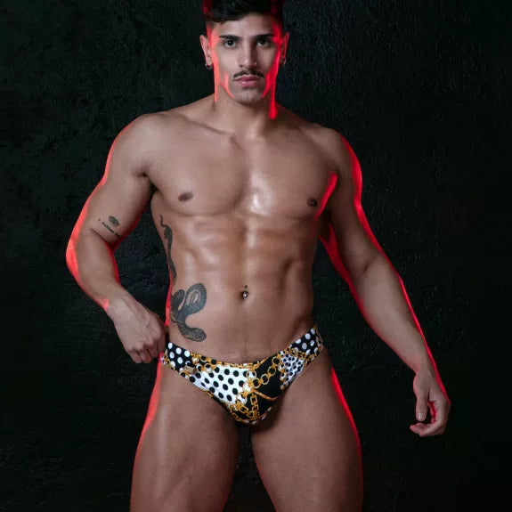 Herren Swim Thong Barock-Design - Komfort & Eleganz in Schwarz | TOF Paris