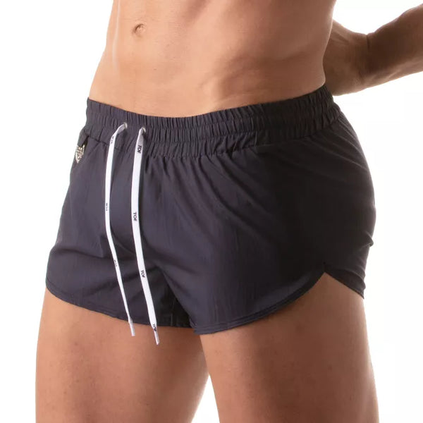 Marineblaue Beach Swim Shorts im klassischen Premium Look von TOF Paris – Ansicht 2