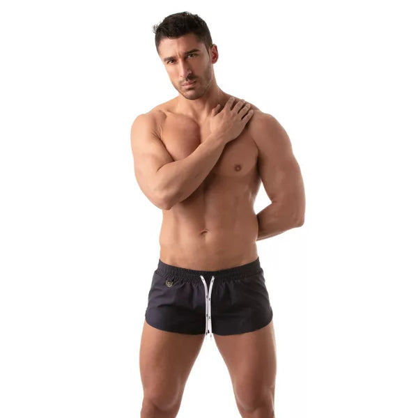 Marineblaue Beach Swim Shorts im klassischen Premium Look von TOF Paris – Ansicht 5