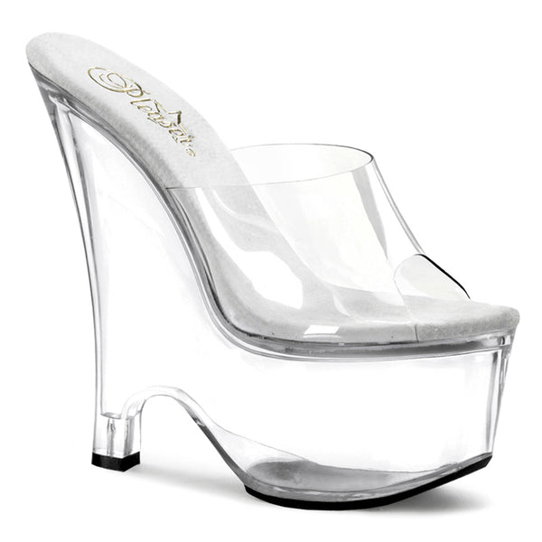 BEAU-601 Plateau Pantoletten Transparent von Pleaser