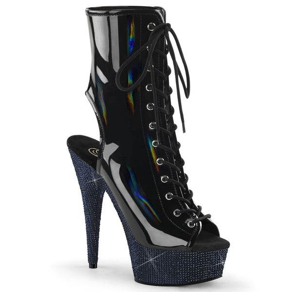 BEJEWELED-1016-6 Plateau Stiefeletten - Schwarz Lack von Pleaser