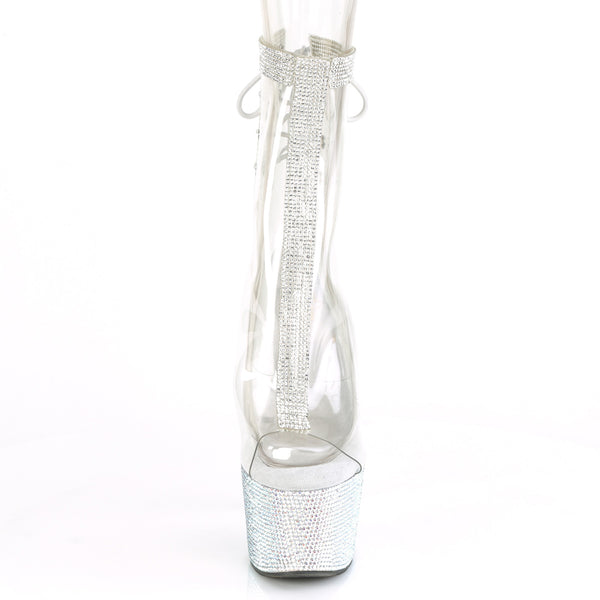 BEJEWELED-1018C-2RS Plateau Stiefeletten Transparent/Glitter von Pleaser – Ansicht 2