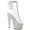 BEJEWELED-1018C-2RS Plateau Stiefeletten Transparent/Glitter von Pleaser