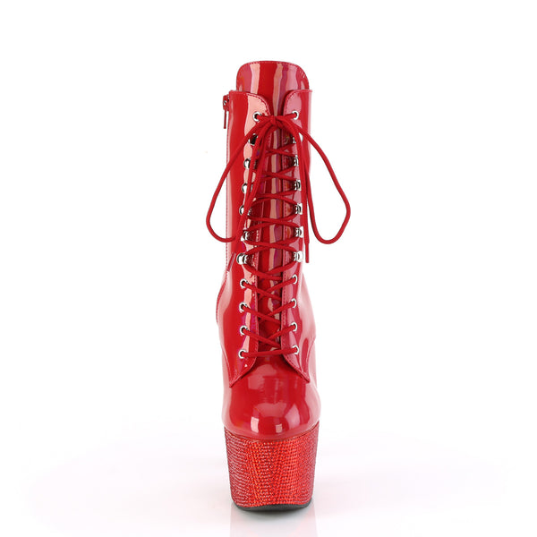 BEJEWELED-1020-7 Plateau Stiefeletten Rot Glitzer Holo Strass von Pleaser – Ansicht 2