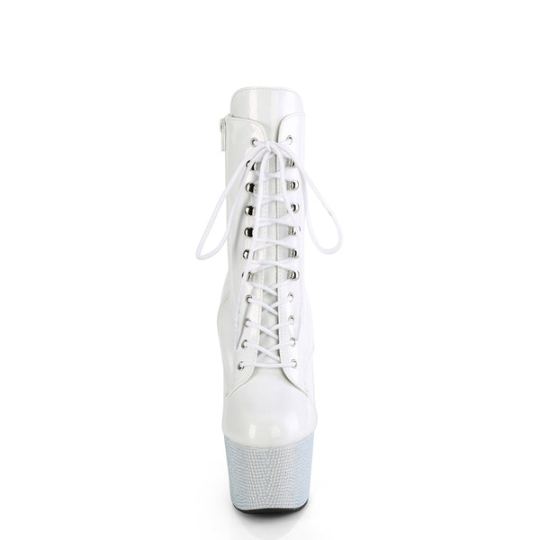 BEJEWELED-1020-7 Plateau Stiefeletten Weiß Glitzer Holo Strass von Pleaser – Ansicht 2