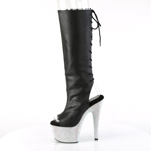 BEJEWELED-2018-7 Plateau Stiefel - Schwarz Matt von Pleaser – Ansicht 3