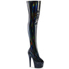 BEJEWELED-3011-7 Plateau Peeptoe Overknee Stiefel Schwarz Glitzer Lack Holo Strass von Pleaser