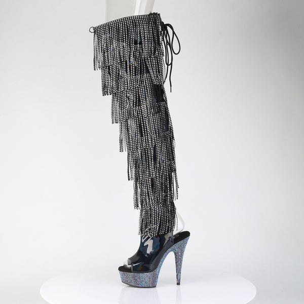 BEJEWELED-3017HG-RSF Overknee Plateau Stiefel mit Strass - Schwarz von Pleaser – Ansicht 3