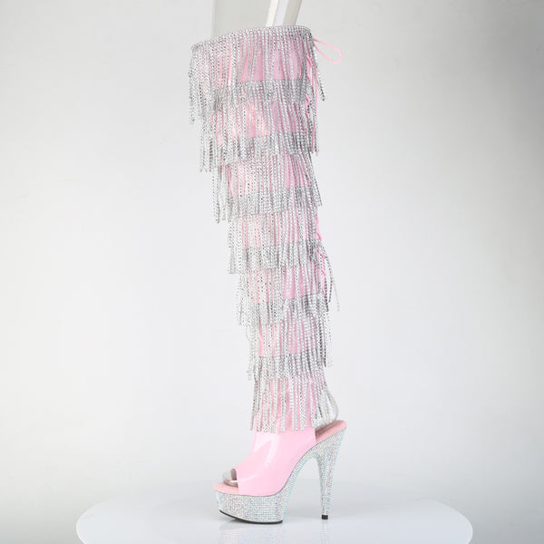 BEJEWELED-3017HG-RSF Overknee Plateau Stiefel mit Strass Rosa von Pleaser – Ansicht 3