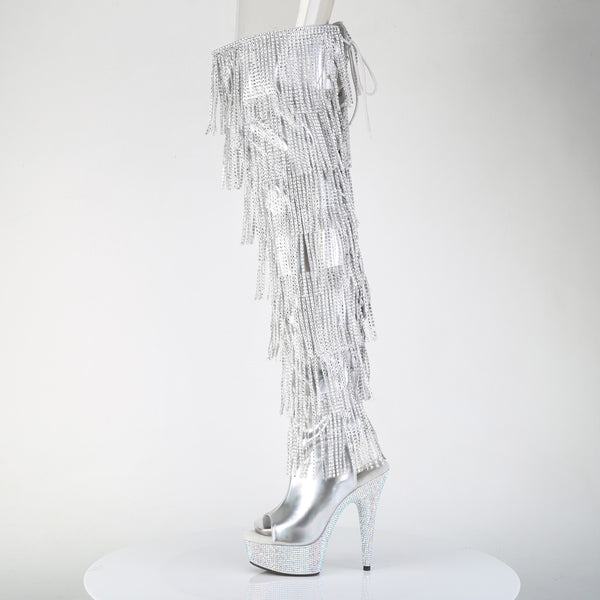 BEJEWELED-3017HG-RSF Overknee Plateau Stiefel mit Strass in silber von Pleaser – Ansicht 3