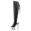 BEJEWELED-3019DM-7 Plateau Overknee Stiefel Schwarz von Pleaser – Ansicht 3