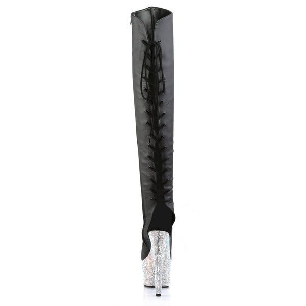BEJEWELED-3019DM-7 Plateau Overknee Stiefel Schwarz von Pleaser – Ansicht 4