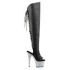 BEJEWELED-3019DM-7 Plateau Overknee Stiefel Schwarz von Pleaser
