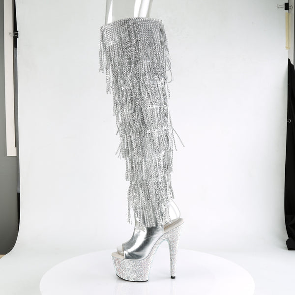 BEJEWELED-3019RSF-7 Plateau Overknee Stiefel Strass Silber von Pleaser – Ansicht 3