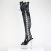 BEJEWELED-3052HG-7 OVERKNEE Plateau Stiefel - Schwarz Lack Holo Effekt von Pleaser – Ansicht 3