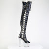 BEJEWELED-3052HG-7 OVERKNEE Plateau Stiefel - Schwarz Lack Holo Effekt von Pleaser – Ansicht 5