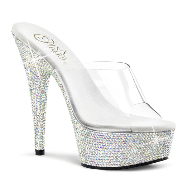 BEJEWELED-601DM Plateau Pantoletten - Silber von Pleaser