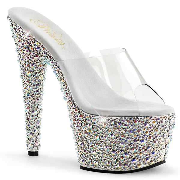 BEJEWELED-701MS Plateau Pantoletten Glitzer von Pleaser