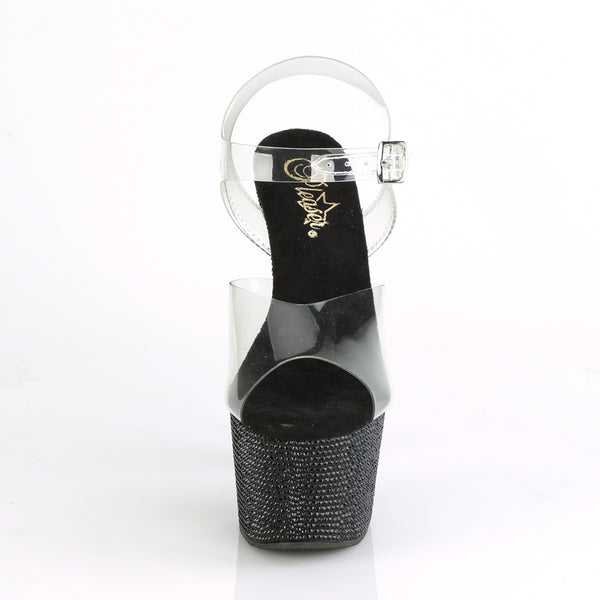 BEJEWELED-708DM Plateau Sandaletten Schwarz/Transparent von Pleaser – Ansicht 2