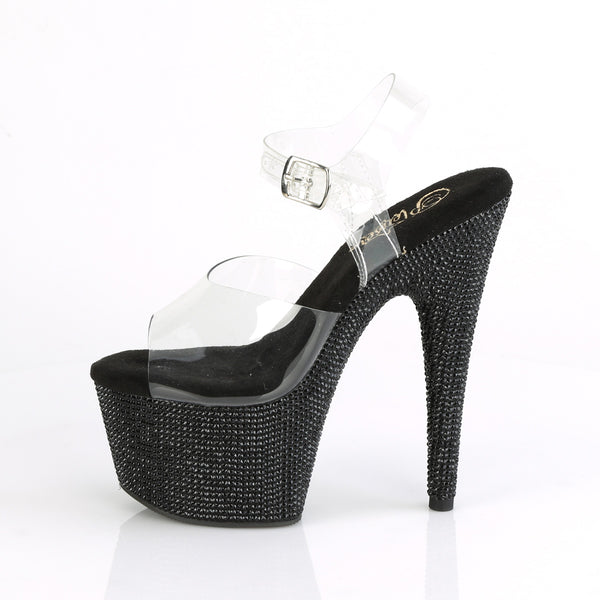 BEJEWELED-708DM Plateau Sandaletten Schwarz/Transparent von Pleaser – Ansicht 3