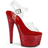 BEJEWELED-708DM Sandalette Plateauschuhe Rot Glitzer | Pleaser