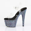 BEJEWELED-708MS Plateau High-Heel Sandaletten Mehrfarbig Schwarz Glitzer von Pleaser – Ansicht 3